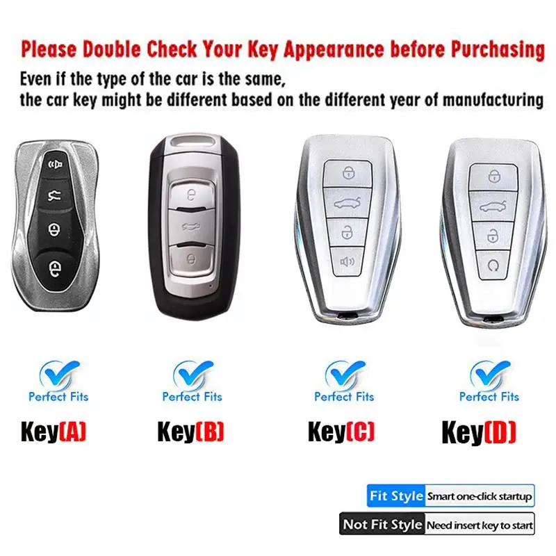 ZHIYACAUSE Zinc Alloy Remote Smart Key Shell Case Cover For Geely PREFACE NEW VISION SX11 Car key Case