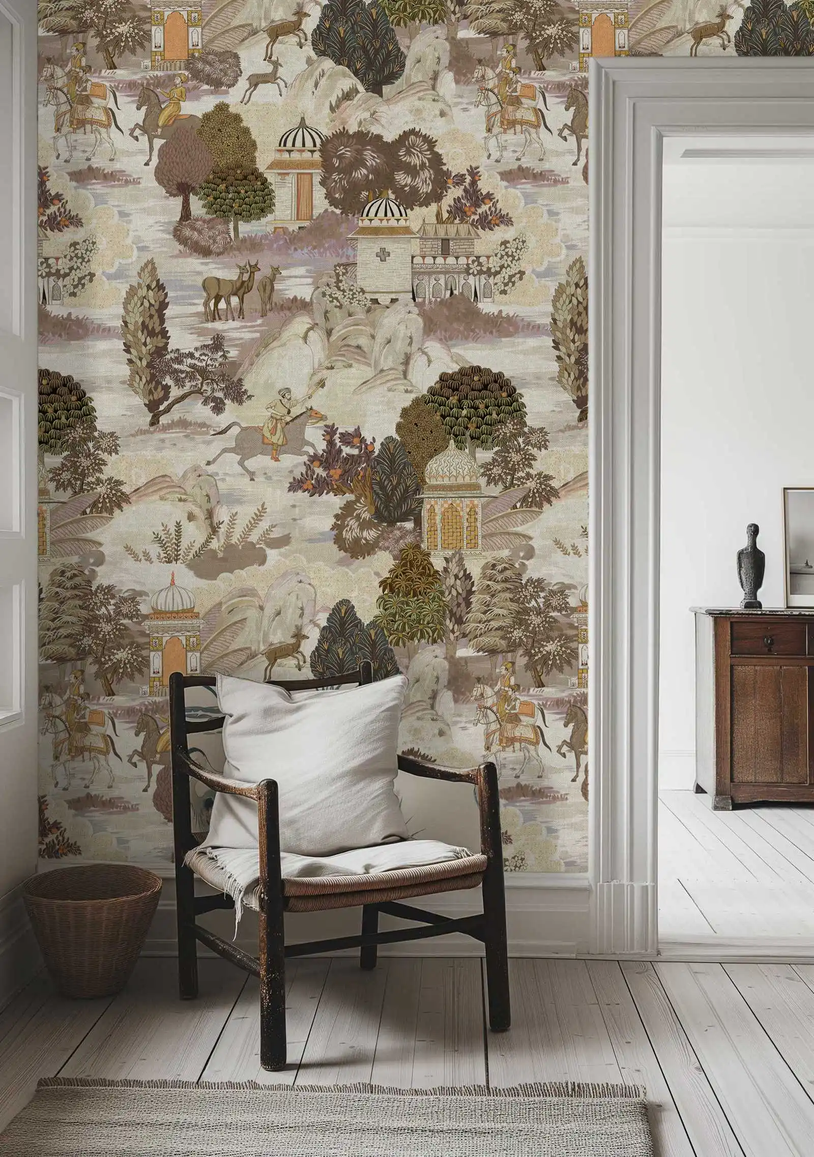 Chinoiserie historic Peel and Stick Wallpaper, Ancient painh wallpaper inspired by the chinese history era