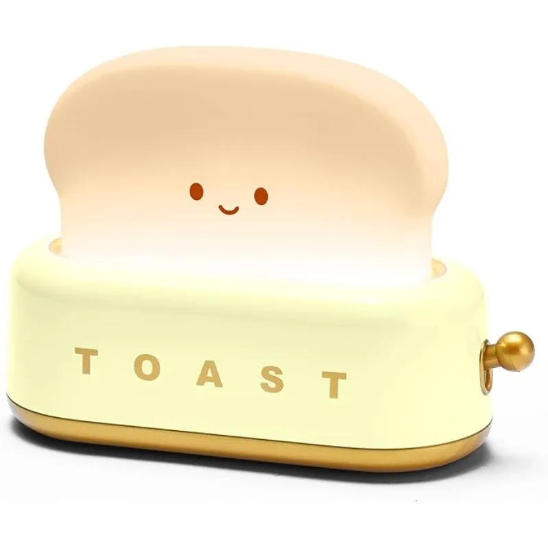 

NAXILAI Kawaii Toaster Night Light Smile Toaster Lamp Rechargeable with Timer Auto Shut of Cute Decorations Table Lamp Yellow
