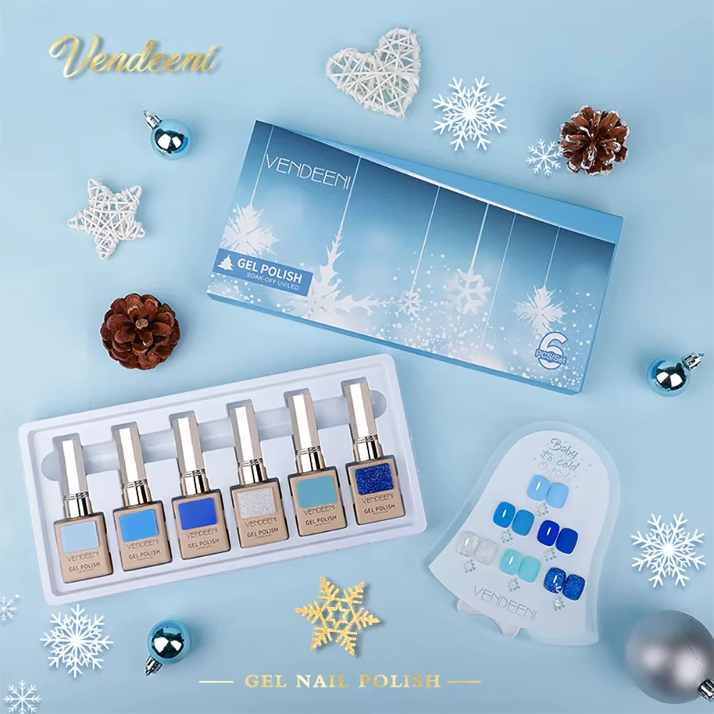 Vendeeni 6 Farben/Set Weihnachts-Gel-Nagellack TPO HEMA-FREI Eisblau Rot Grün UV LED Soak-Off Gel-Lack mit Display – Detail 11