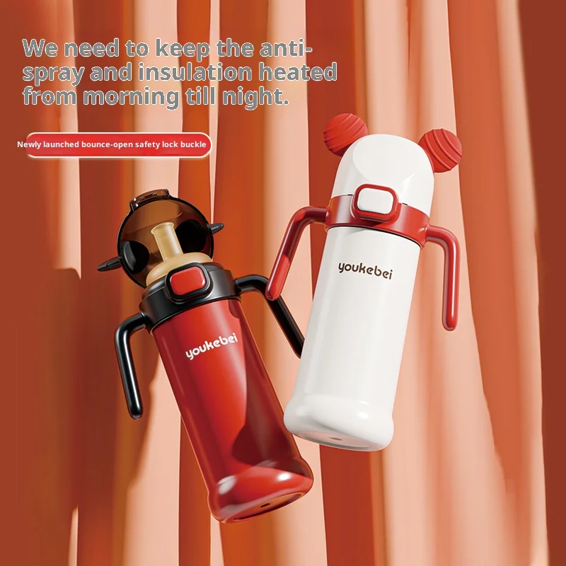 

Stainless Steel Baby Thermal Bottle with Straw Insulated Milk Feeding Cup for Infants and Toddlers Leak Proof Sippy Cup for Trav