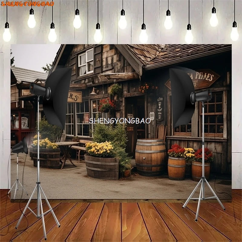 Vintage Old Tavern Barista Coffee Shop Bar Photography Backdrop Warm Medieval Inn Fantasy Retro Photo Studio Background LJG-07