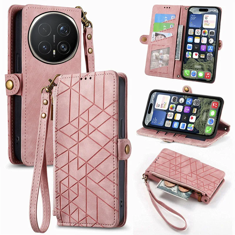 

geometric pattern leather Cover For Honor Magic8 Magic7 Magic6 Magic5 Magic4 Pro Lite Magnetic shockproof card Slot phone Case