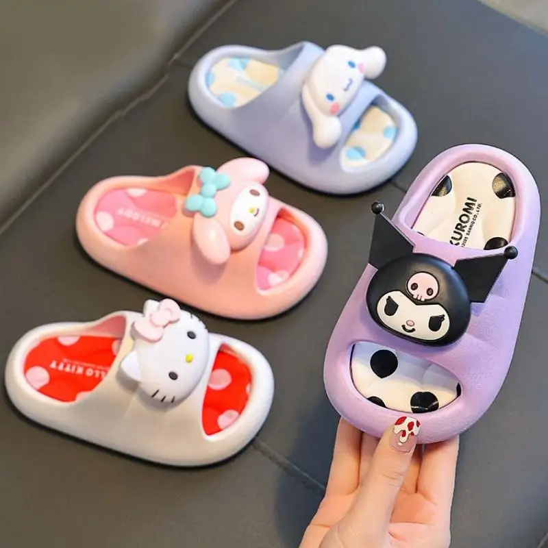 

Sanrio Hello Kitty Slippers Hot Children's Sandals Girls Summer Cartoon Anti Slip Bath Outdoor Beach Soft Sole Comfort New Style