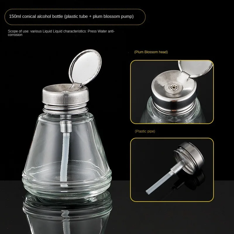 HISEECON 150ml Glass Alcohol Lamp 150ml Fluid Dispenser Glass Alcohol alcohol pump bottle Dispenser Bottle Portable Clean Tools