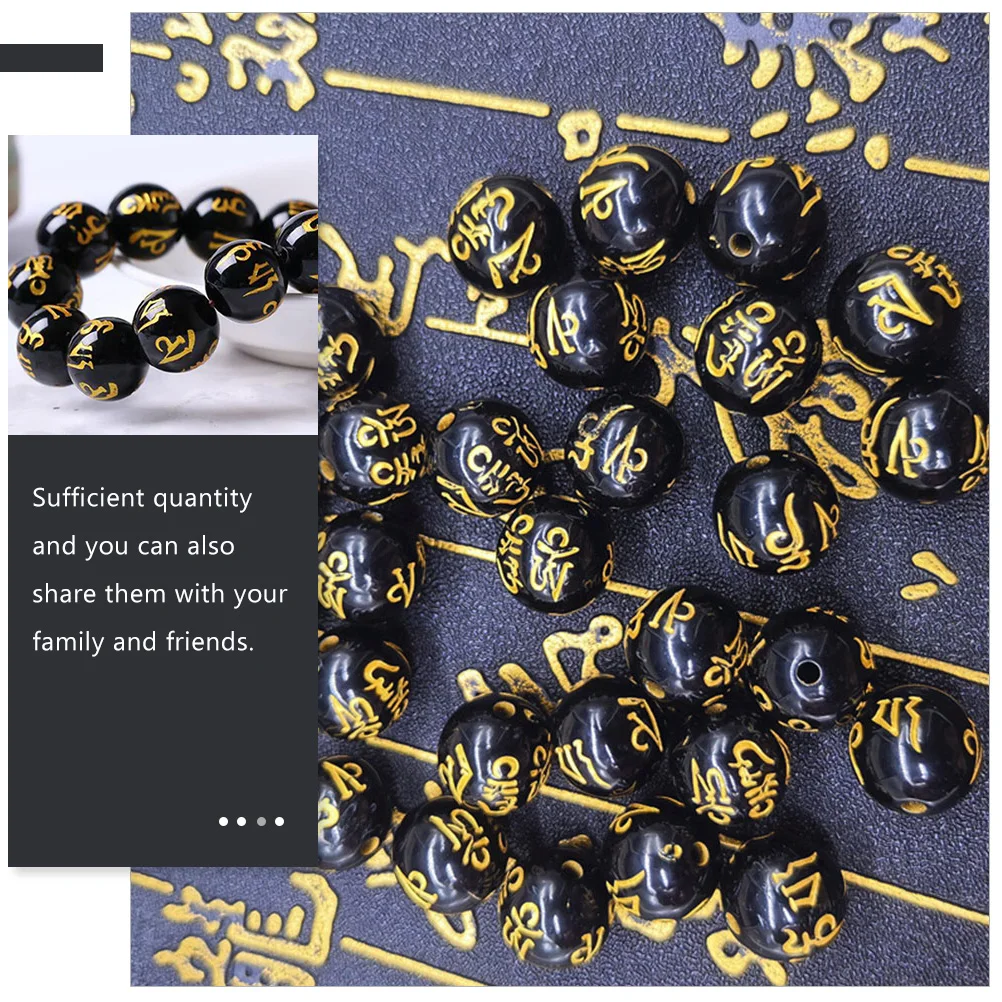 

100 Pcs Black Acrylic Six Character Beads Necklace Bracelet Decorations DIY Jewelry Accessories Loose Material Tibet