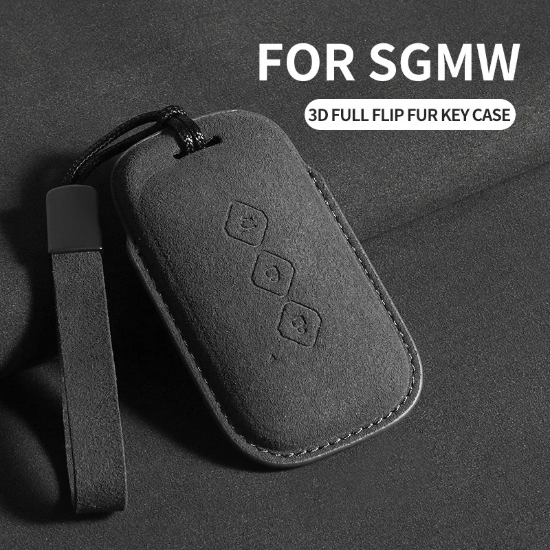 

Suede 3 Button Car Key Case Cover Shell For SGMW Wuling Hongguang S For Baojun 510 730 360 560 RS-5 530 630 Car Keychain