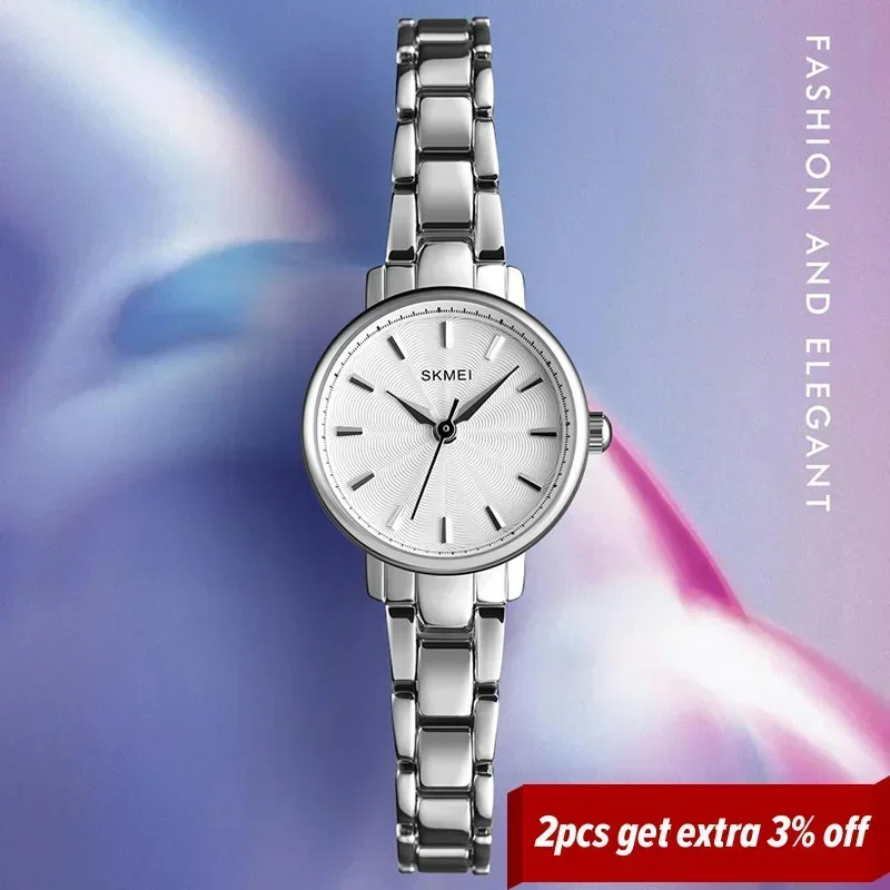 SKMEI-Montre-bracelet étanche en acier inoxydable pour femme, montre à quartz pour femme, montres pour femme, mode de luxe, 1410