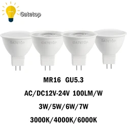 LED-Scheinwerfer mr16 12pcs gu5.3 Niederspannung Wechselstrom/DC12V-24V 3-7w 5,3 Grad warm weißes Licht kein Flimmern für Zuhause und Büro