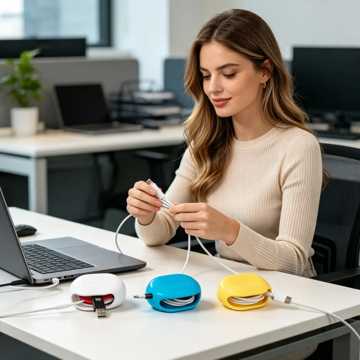 Automatic data cable take-up Retractable cable organizer for desktop storage Earphone  Protective sleeve windercable winder