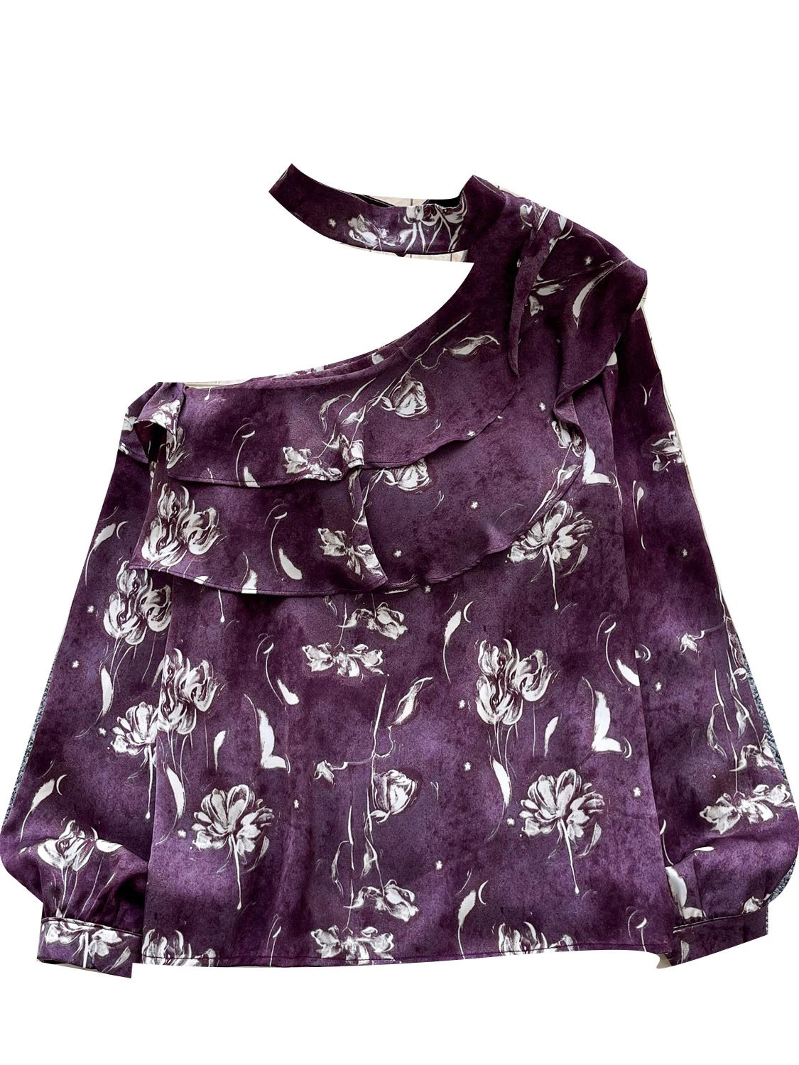 Francuski styl, drukowany, długi rękaw, odkryte ramiona, spódnica, damska, jesienna, uniwersalna, elegancka, osobowość, top, lekki, dojrzały styl.