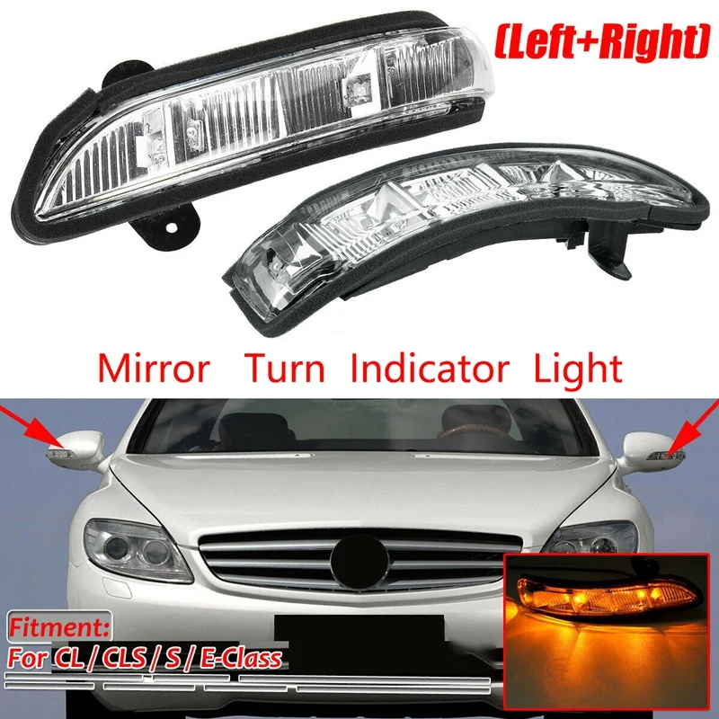 Car Front LH + RH Door Mirror Turn Signal Light for Mercedes W211 W221 07-10 A2198200521 A2198200621