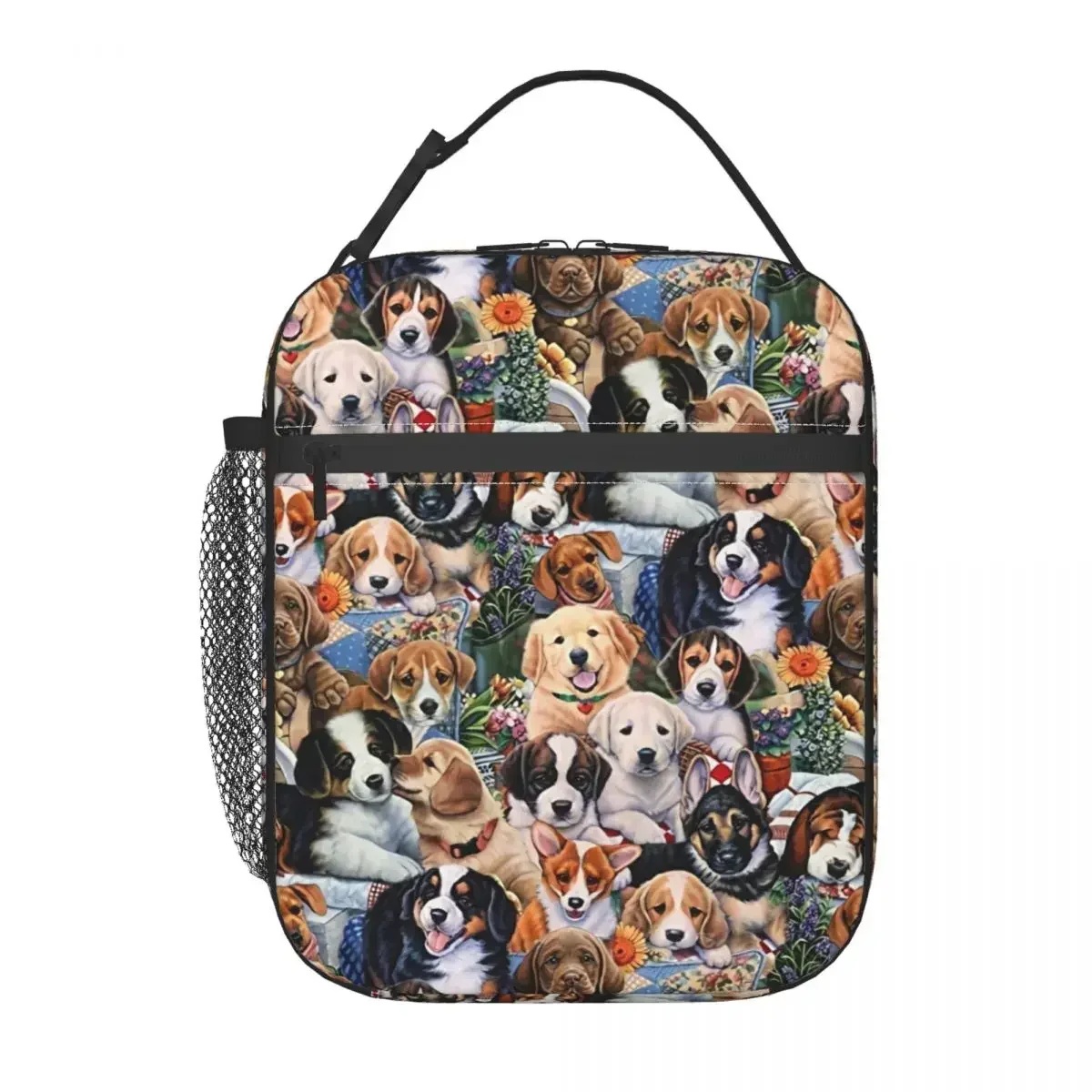 Cute Dachshund Border Collie Poodle Bulldog Collage Insulated Lunch Bag Portable Thermal Cooler Bento Box Kids School Children