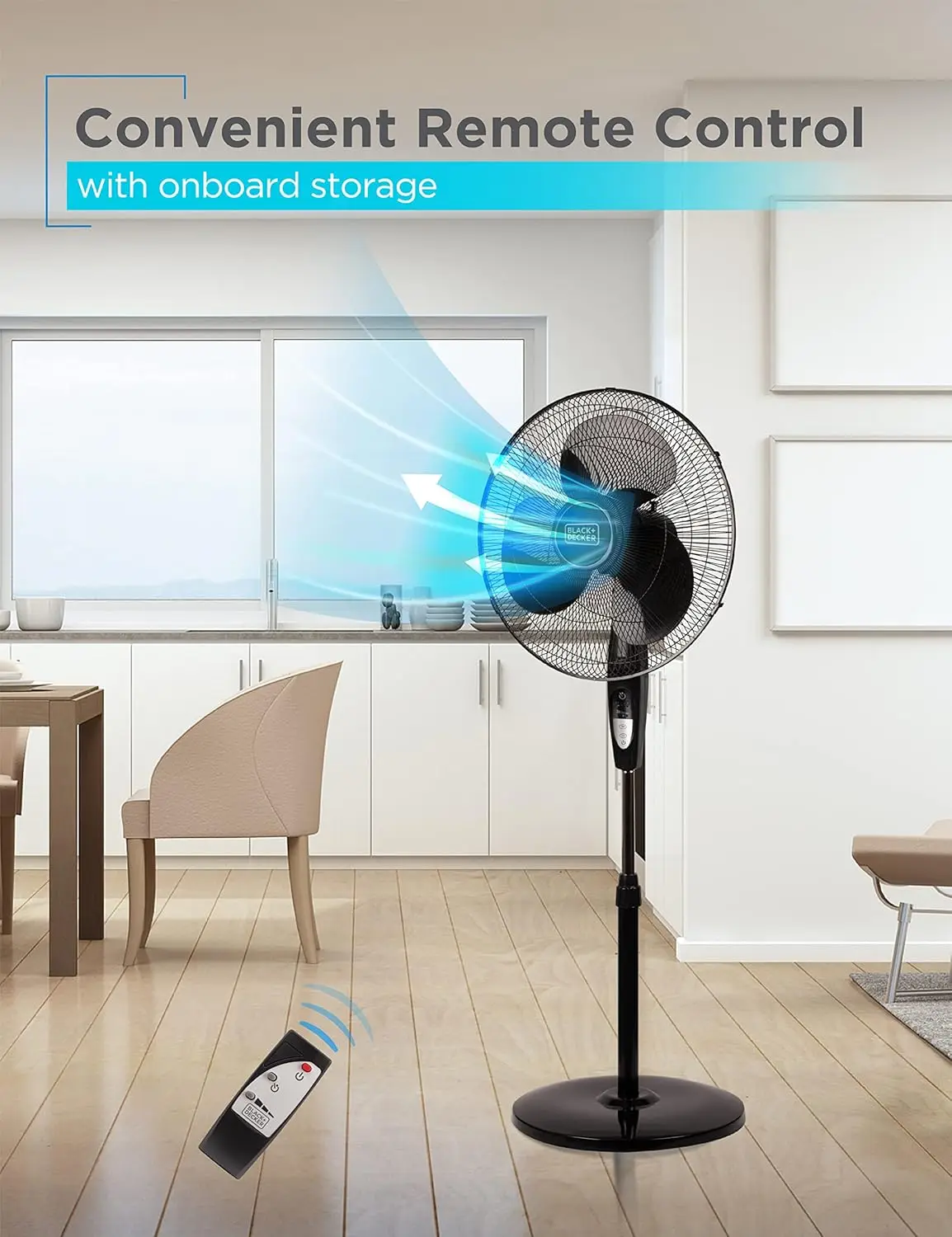 Altura ajustável Pedestal Fan com controle remoto e toque painel, Fan pé, 90 graus oscilante, configurações de 3 velocidades