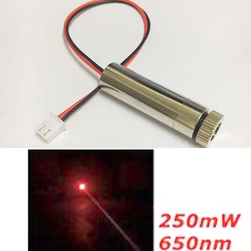 1pc Red Laser Module 250mw 650nm High Power Laser With Focusing Diy Engraving Machine Dc 3-4.5v Laser Head Diy Crafting Xh2.54