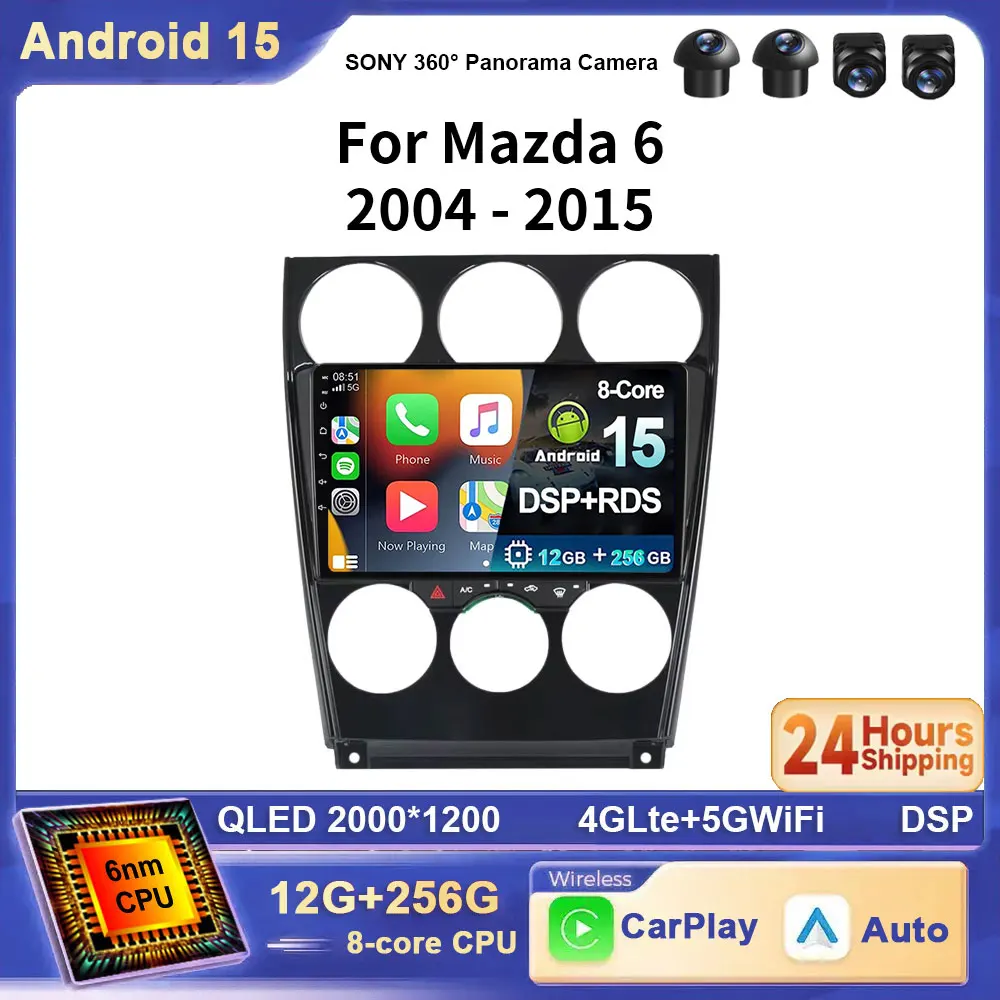 

Для Mazda 6 2004-2015 Android 15 2K 4G WIFI BT DSP DVD Carplay Автомобильный мультимедийный 2din DVD авторадио GPS Vidio плеер авто радио
