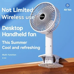 USB Clip Fan Clip-on Adjustable Angle Handheld Fan, Rechargeable Small Fan, Portable Mini Bench Fan with 3 Speed Wind Settings-