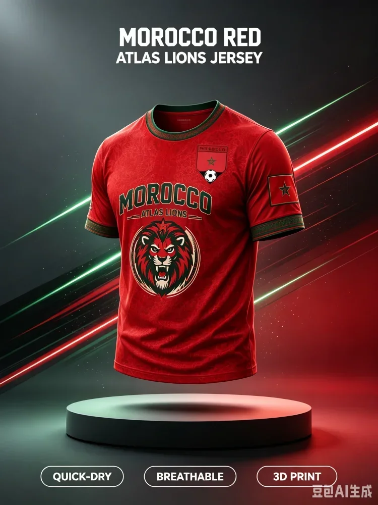 2027 New Moroccan Fan Customized Casual Sports Fast Drying Breathable 3D Printed T-shirt For Family And Children's Wear