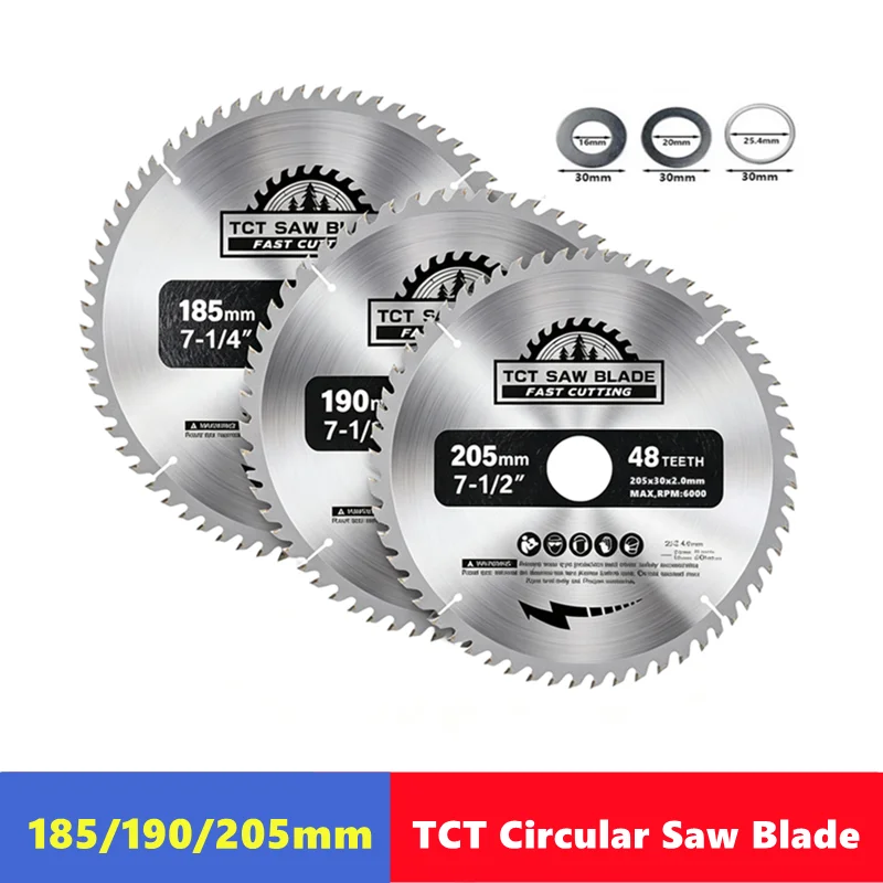 Image of 185/190/205mm TCT-Sägeblatt für Holzbearbeitung, Kreissägeblatt zum Schneiden von Holz, PVC, Kunststoff-Sägeblatt-Schneidwerkzeug