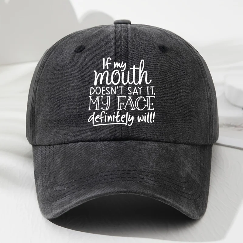 

Unisex Printed IF MY Mouth Soft Top Baseball Cap, Vintage Men's and Women's Fashion Outdoor Hat with Adjustable Brim for Sports,