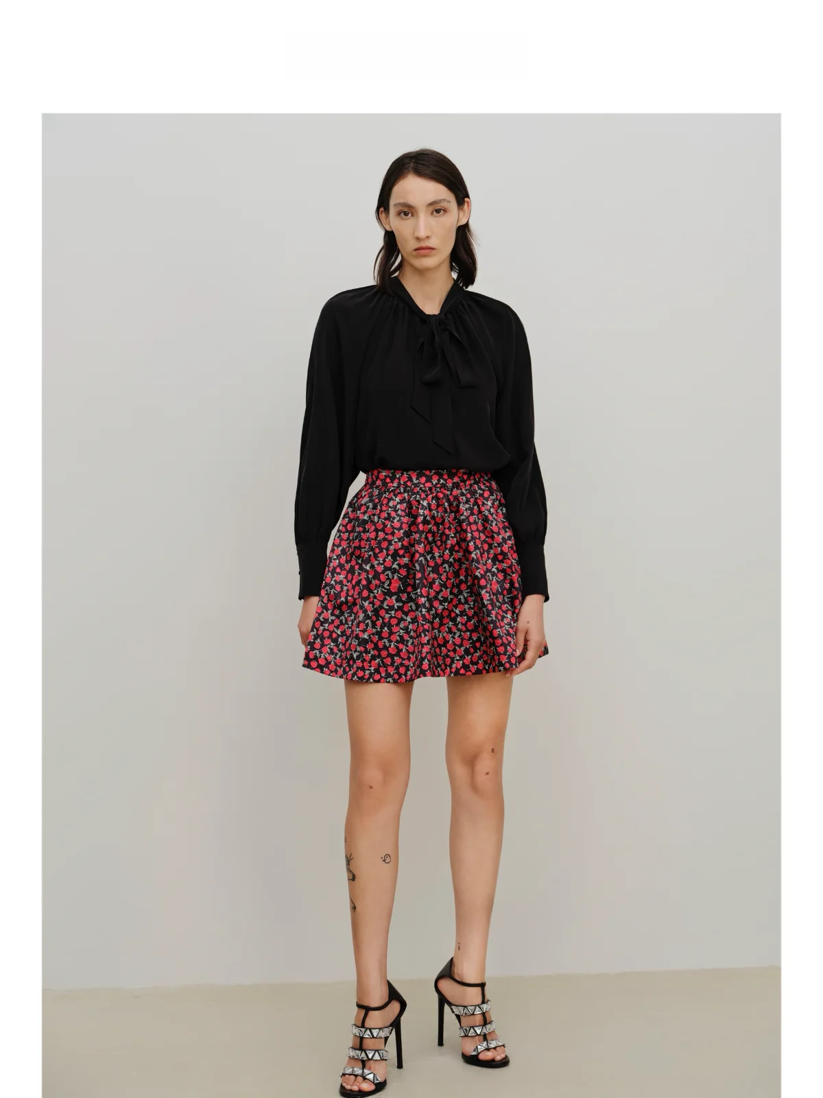 

Fullin Red Rose Bla Bot Print ort Puffy Skirt High Waist Ultra ort f Skirt Ele Sle Polyester Fiber A-Line S...