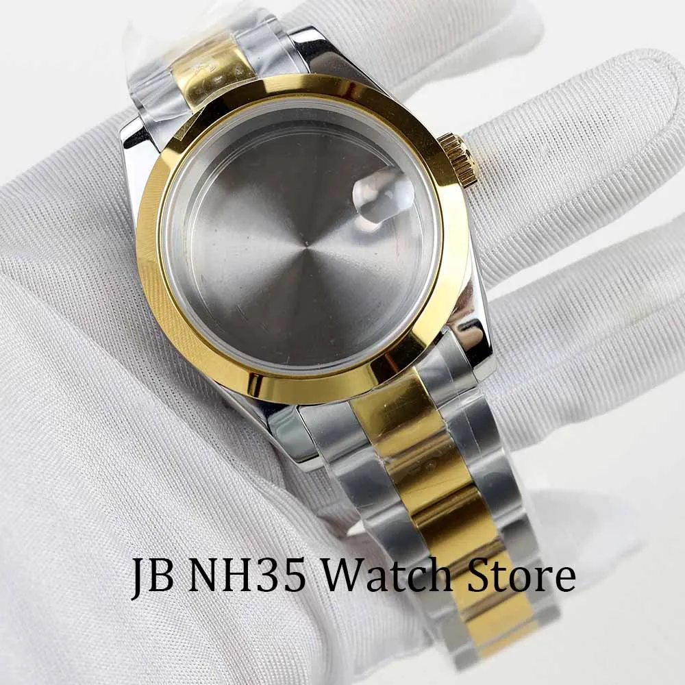 

36mm/39mm gold NH35 watch cases sapphire glass stainless steel polish watchband fit NH35 NH36 movement 28.5 dial datejust case