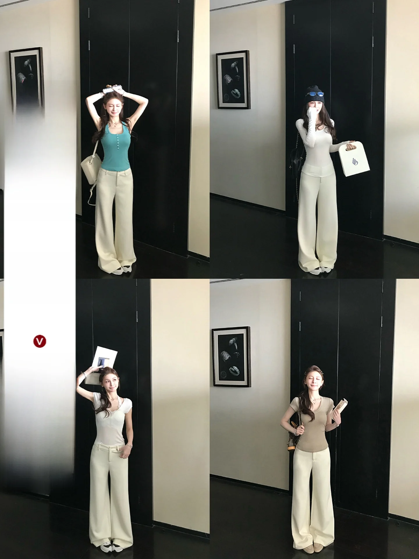 

Брюки женские Skk Store корейского дизайна, расклешенные, повседневные, для похудения, весна-осень, из ацетатной шерсти, с мультяшным принтом на штанинах, удобная посадка