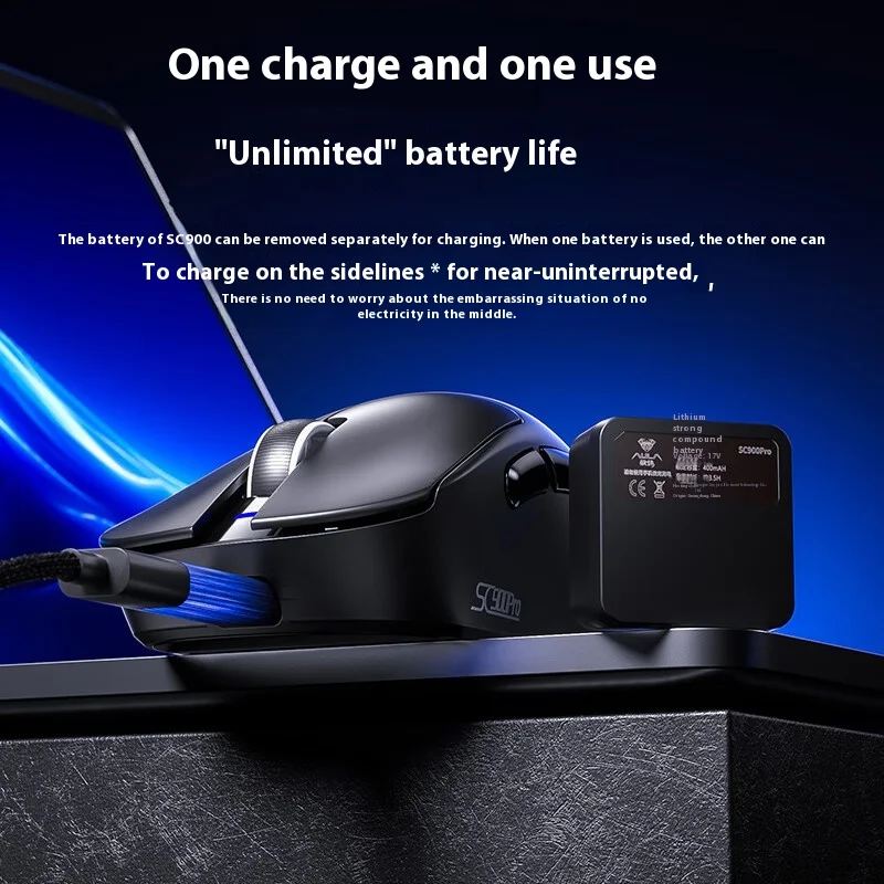 AULA SC900 Pro Max Gaming Mosue BT 2,4G Беспроводная связь 8 кГц с низкой задержкой, частота заката, 400 мАч, сменная батарея для киберспорта PAW3395/3950