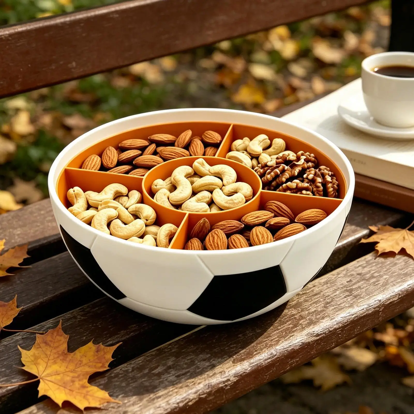 Serving Bowls Soccer Pattern Snack Serving Tray with Divider Candy Bowl for Watching Football Match Kitchen Picnic Party Buffet
