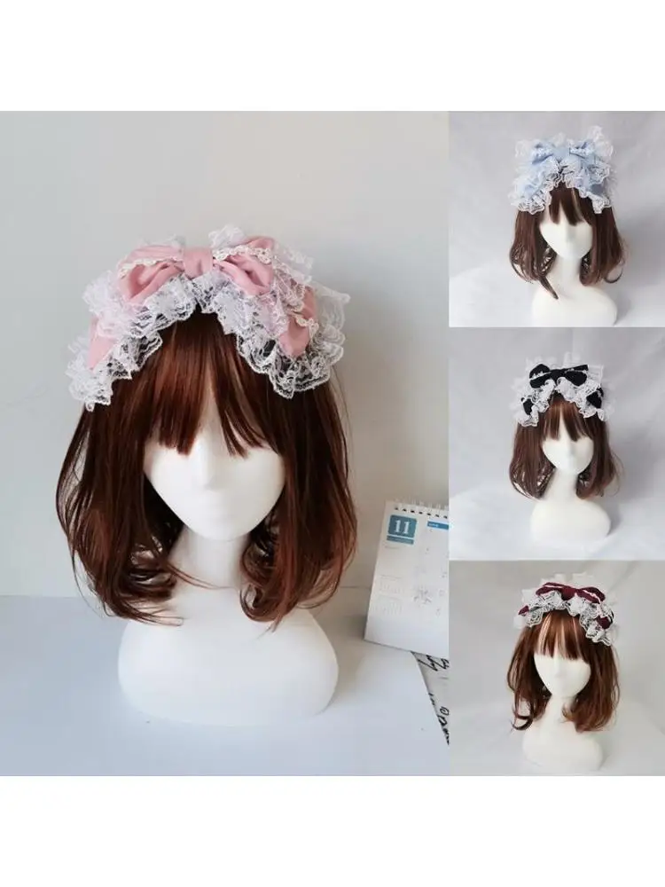 Bandeau en dentelle fait à main, bandeau Cosplay avec gros nœud papillon superposé pour fête thé