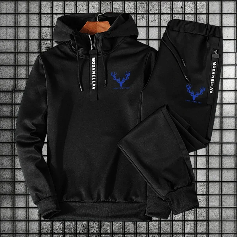 Ensemble pour homme/sweat à capuche/pantalon, nouvelle mode 2026, survêtement, sweat à capuche à demi-zip, pantalon de survêtement, automne-hiver, décontracté, sport, jogging, taille M-3XL