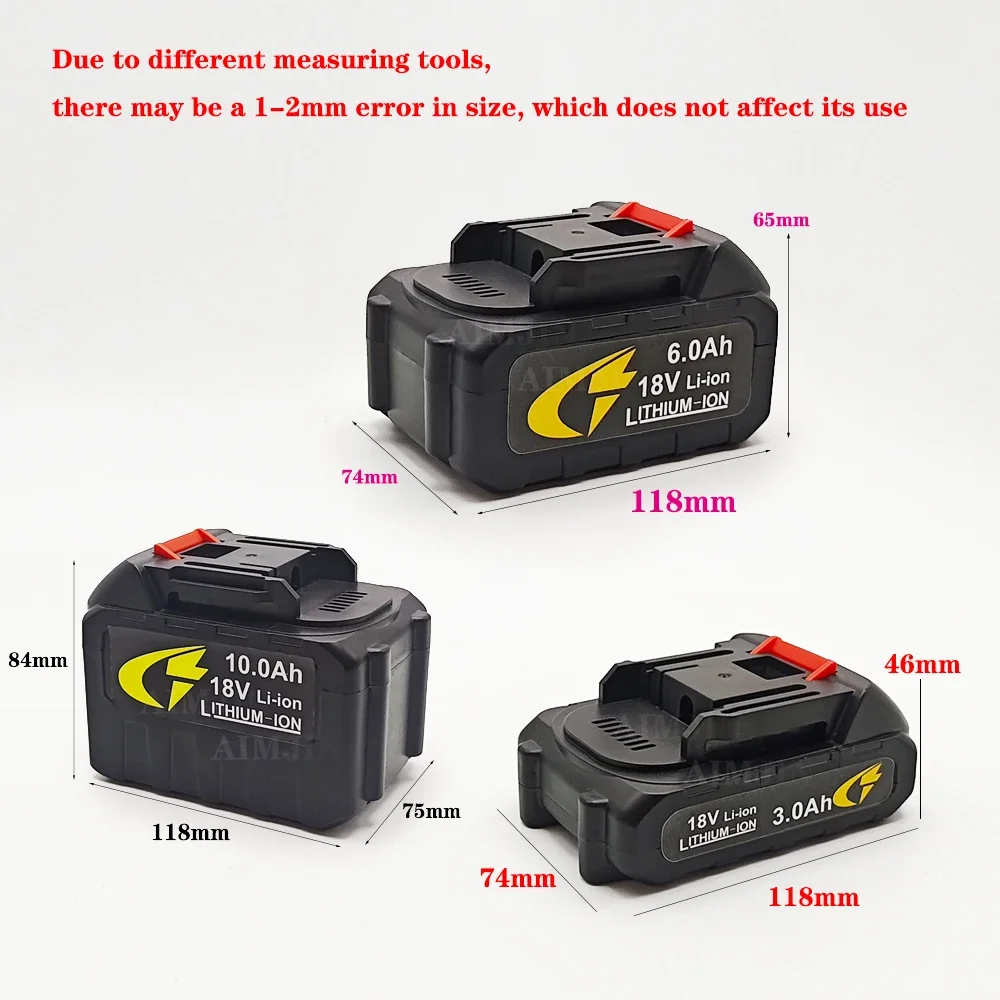 18V 3AH/6AH/10AH Car Washer Spare Battery (Only Battery) High Pressure Car Wash Water Gun Replacement Li-Ion Battery