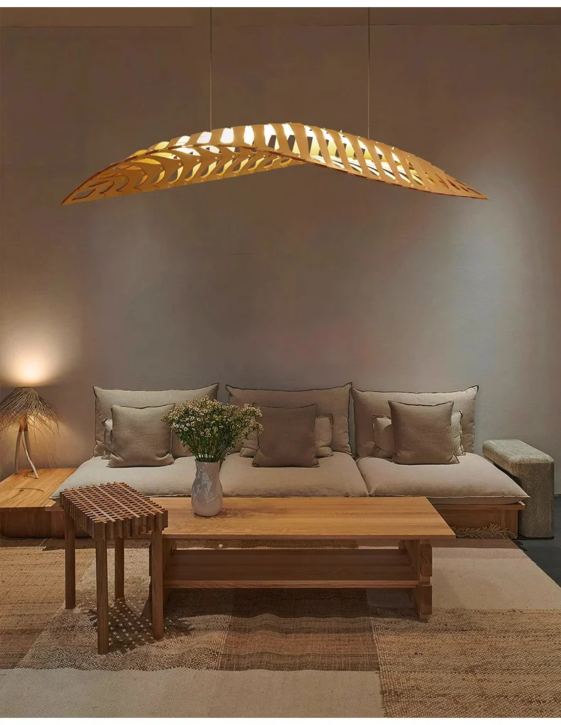 Nordic Wood Fish Bone LED Pendant