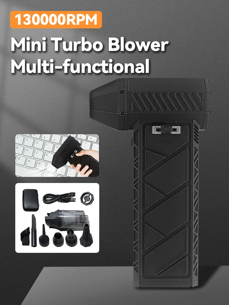 130000RPM Turbo Jet Fan Powerful Jet Blower Motor Handheld Blow Air/Dust/Water Cleaning Tool 62m/s Electric Air Blower & 6 Mouth