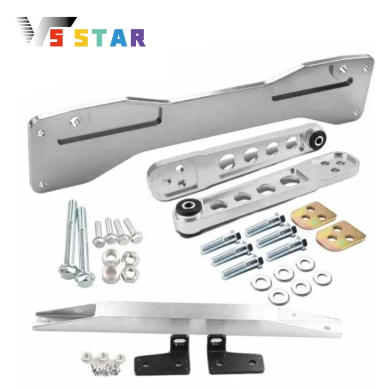 

High Quality Aluminum Rear Lower Control Arms + Subframe Brace For 2001-2005 Honda Civic DX ES LX EX SI EM EP3 Silver