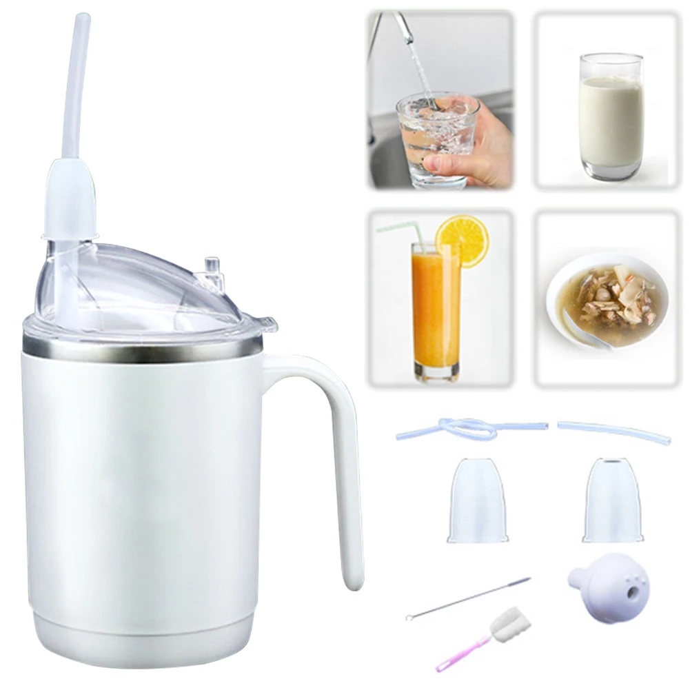 

Защита от проливания чашка из нержавеющей стали 304, соломенная чашка для питья, чашка для кормления Convalescent для ухода за пожилыми людьми