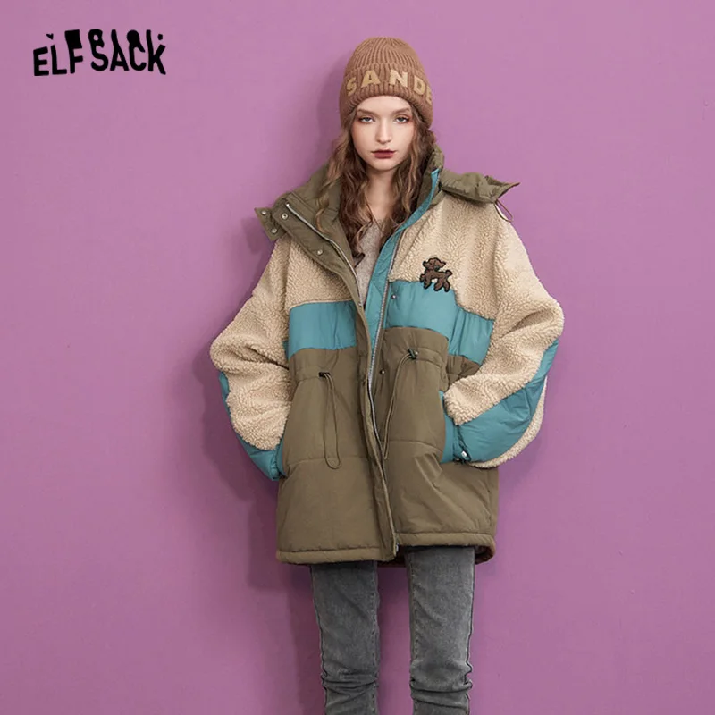 ELFSACK-Combinaison décontractée surdimensionnée en coton épais pour femme, vêtements d\'hiver, 2023