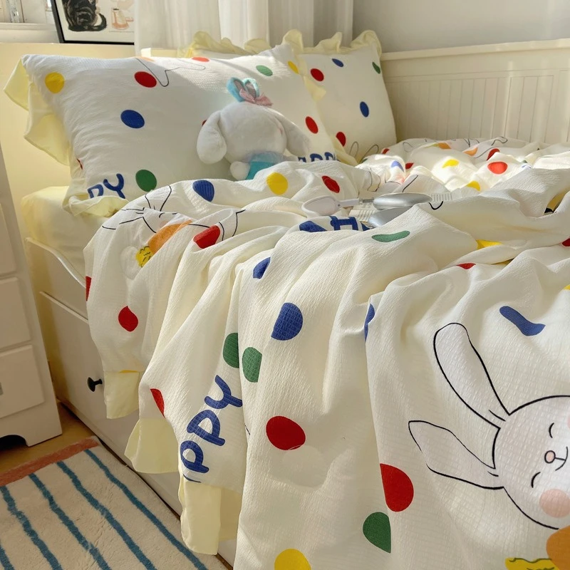1pc Summer Cooling Blanket Soft Skin-friendly Kids Thin Quilt Cartoon Cute Throw Blanket Lightweight Comforter for Single Double