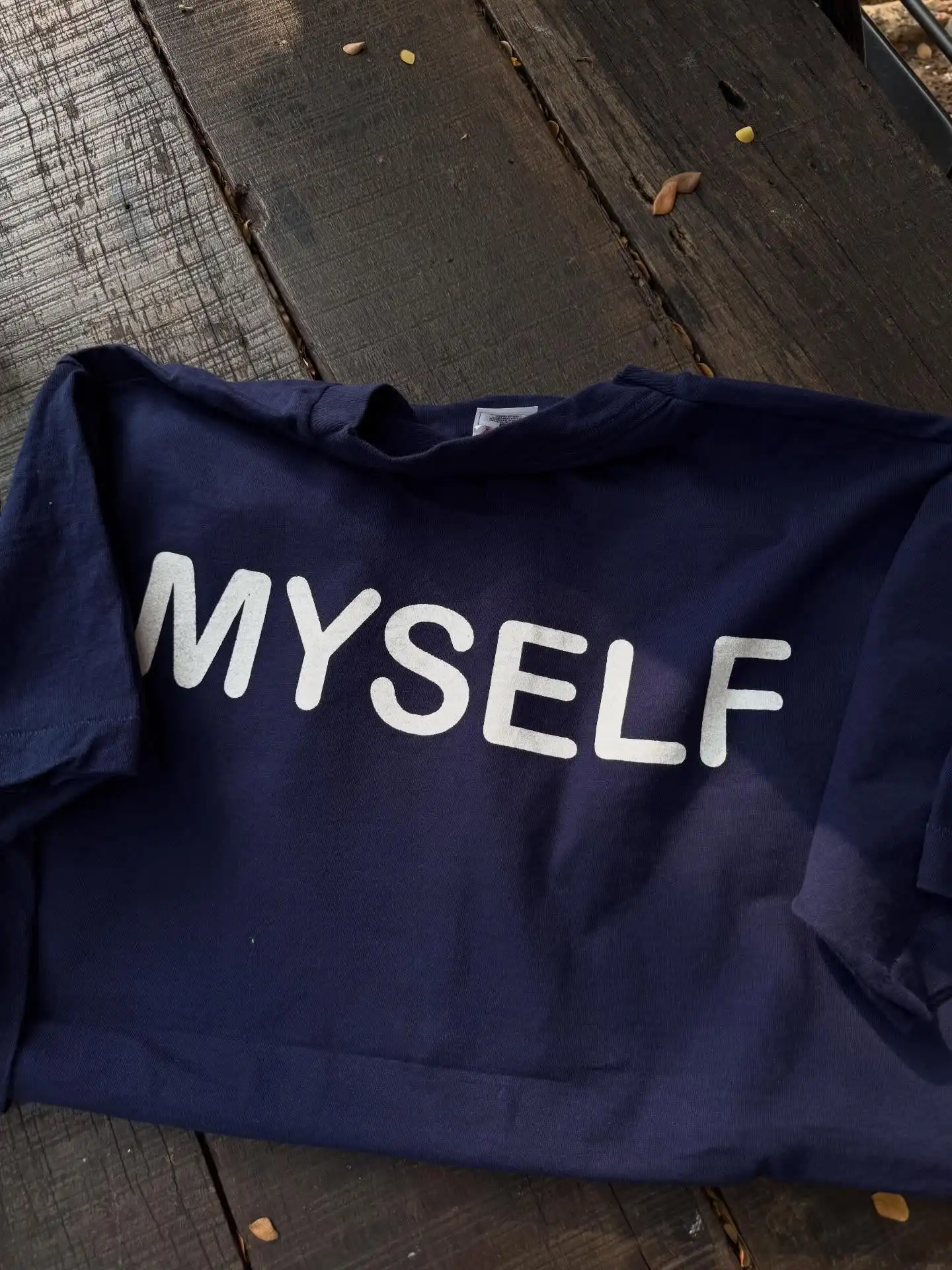 Loose Short Sleeve T-Shirt in Blue with Attitude Slogans Pattern by Wang You Bing Studio Unisex Breathable Cotton Summer Top