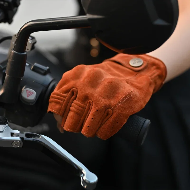 Guanti senza dita per Moto accessori guanti mezze dita in pelle di capra Motocross Gant Moto Guantes Moto Verano