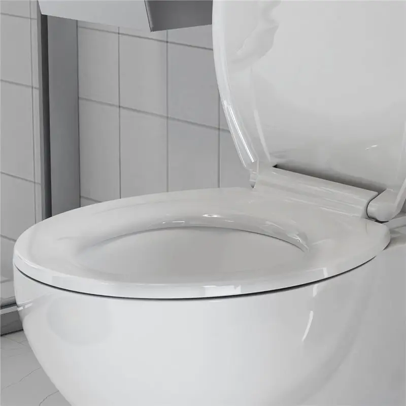 A05G-Round White Polypropylene Toilet Seat Cover With Slow Close Hinge And Easy Installation