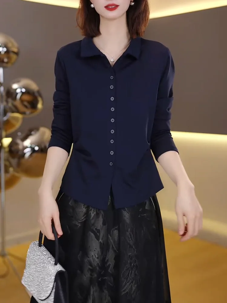 

Модный женский топ с воротником-стойкой, универсальный, больших размеров, во французском стиле, осенняя новинка