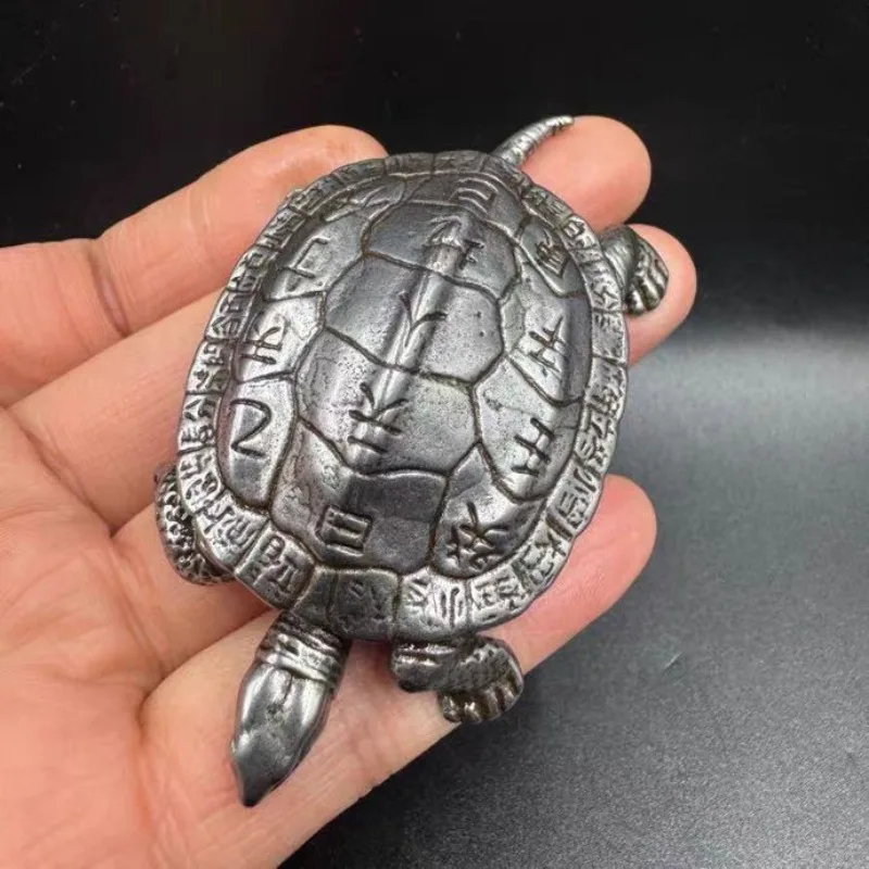 Tibetan Iron Turtle Ornament Longevity Xuan Turtle Meteorite Statue Mini Desk Decor Copper Tea Pet Pocket Collectible Craft Gift