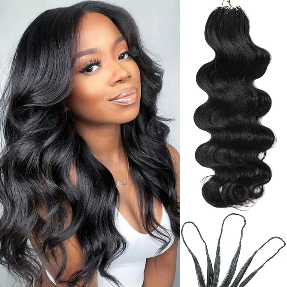 

Body Wave Pre Separated Feather Crochet Human Hair Braids Extensions Wavy Brazilian Virgin Hair for Boho Braiding Knotless