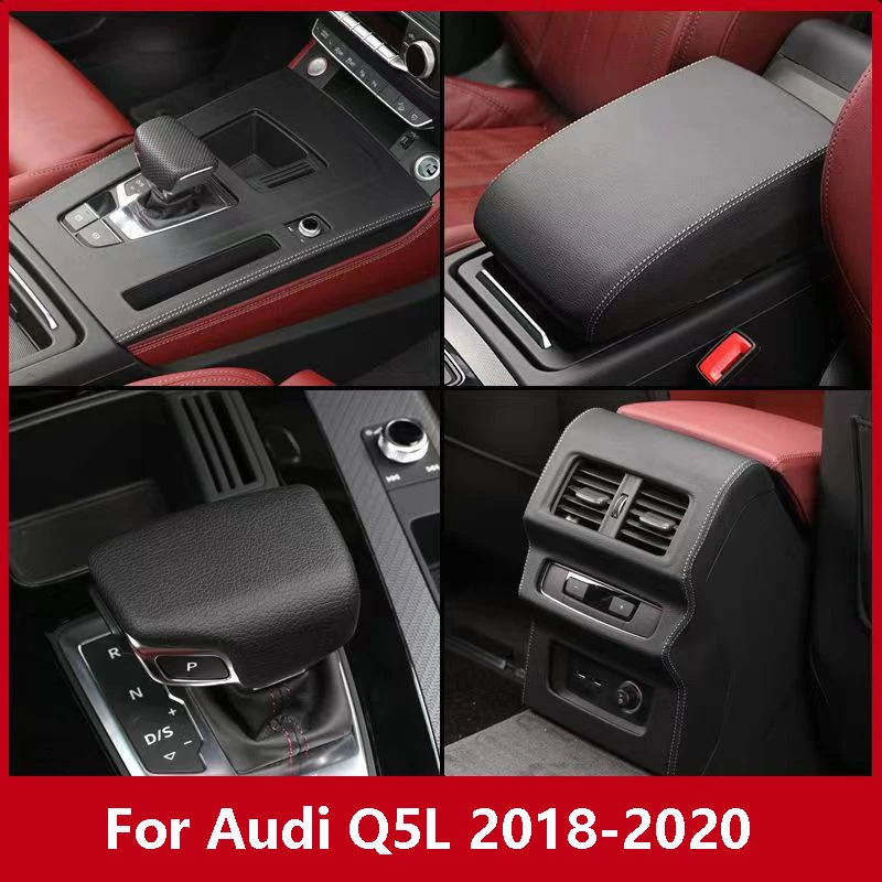 

Car Accessories Leather Overlay Gear Shift Knob Cover Control Panel Frame Armrest Cover Rear air outlet For Audi Q5L 2018-2024