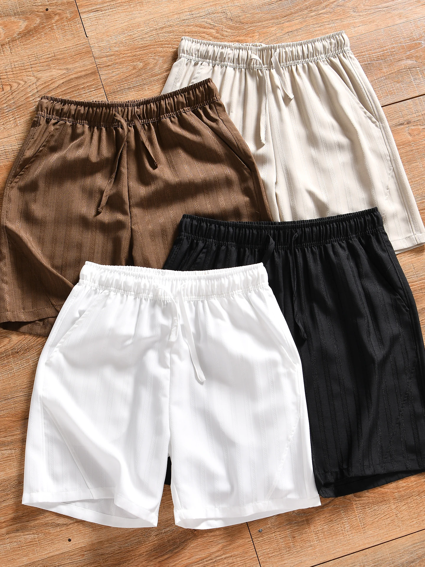 Quick Dry Geometric Pattern Men's Shorts Summer Thin Breathable Elastic Waist Polyester Fiber Casual Outdoor Style Shorts