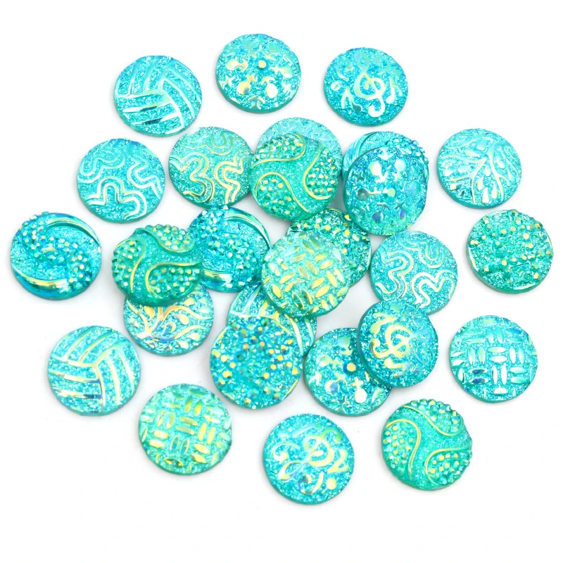 New! 40pcs/Lot 12mm Random Mixed Blue AB Color 12 Fashion Style Flat back Resin Cabochons Fit 12mm Cameo Base Cabochons