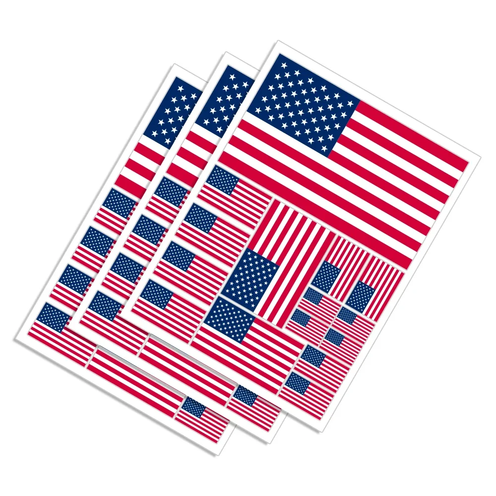 USA Flag Car Stickers American Country Flag Decals Square National Flag Series Waterproof Personalization Car Decor Accessories