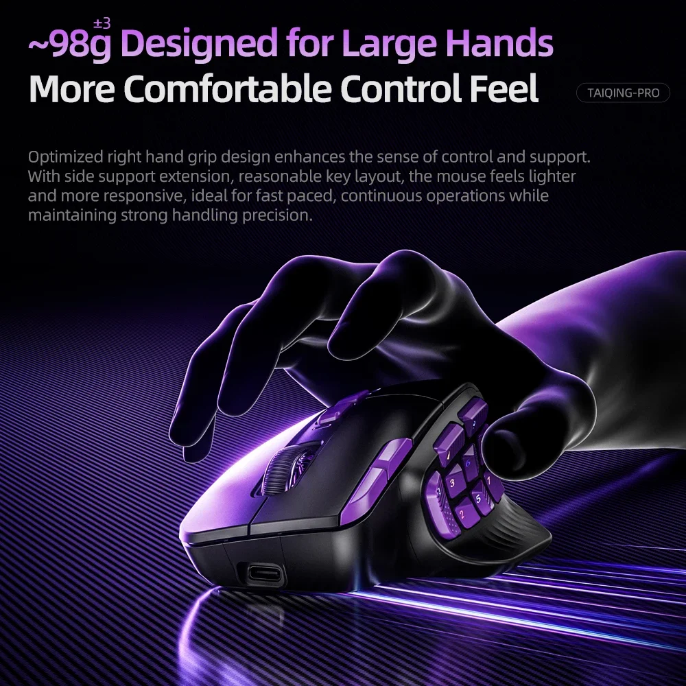 TAIDU TSG908 PRO Gaming MouseTri-modus PAW3950 PAW3311 Sensor 16 Seite Tasten DIY zurück abdeckung 1000 mAh Gaming Laptop Zubehör ​