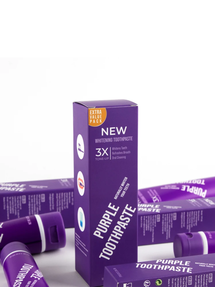 

Purple Teeth Whitening Toothpaste Products Tooth Stain Brightening Essence Care Oral Fresh Breath